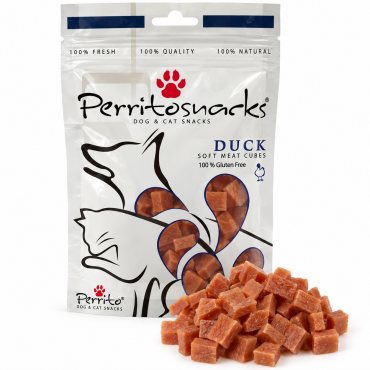 PERRITO duck cubes pīles kubiņi gardumi kaķiem un suņiem 50 g