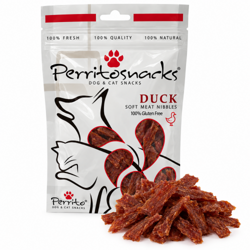 PERRITO duck nibbles pīles gabaliņu gardumi kaķiem un suņiem 50 g