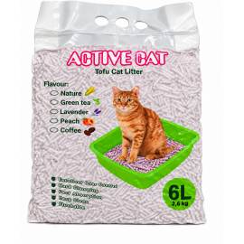 Active Cat zaļā tēja absorbējošās tofu granulas kaķu tualetei no dabīgām sojas šķiedrām 6 l