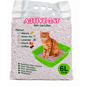 Active Cat zaļā tēja absorbējošās tofu granulas kaķu tualetei no dabīgām sojas šķiedrām 6 l
