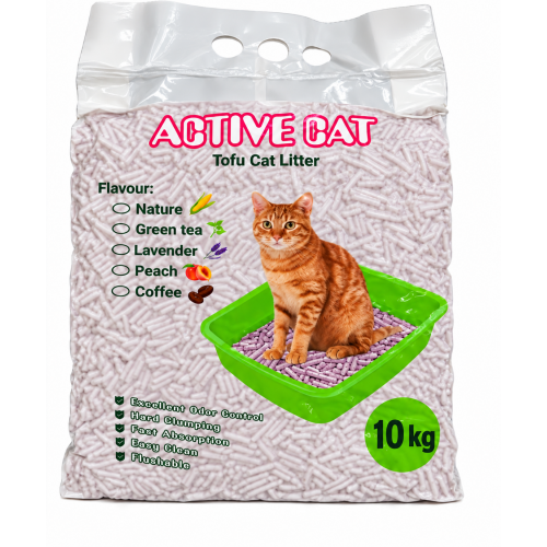 Active Cat persiks absorbējošās tofu granulas kaķu tualetei no dabīgām sojas šķiedrām 10 kg