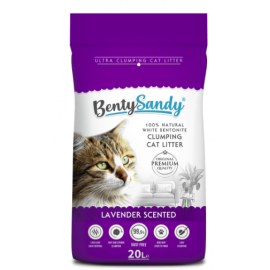 BENTYSANDY lavanda cementējošās smiltis kaķu tualetei 20 l..