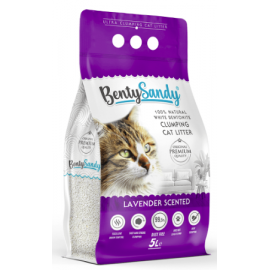 BENTYSANDY lavanda cementējošās smiltis kaķu tualetei 5 l..