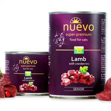 Konservi senioru kaķiem nuevo Senior Lamb & Cranberries ar jēru un dzērvenēm 400 g