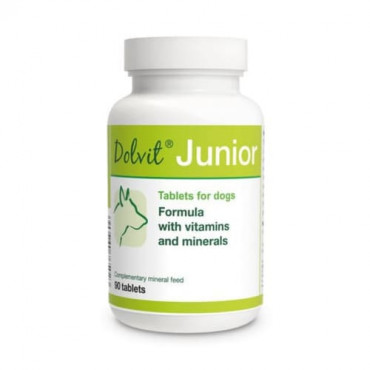 Minerālu papildbarība kucēniem Dolfos Dolvit Junior vitamīnu un minerālvielu preparāts 90 tab