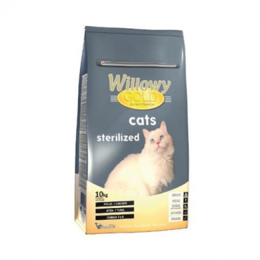 Sausā barība pieaugušiem sterilizētiem kaķiem Willowy GOLD PREMIUM Sterilized ar vistu 10 kg