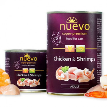 Konservi kaķiem nuevo Adult Chicken & Shrimps ar vistu un garnelēm 400 g
