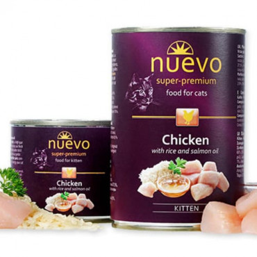 Konservi kaķiem nuevo Adult Chicken & Salmon Oil ar vistas un laša eļļu 400 g