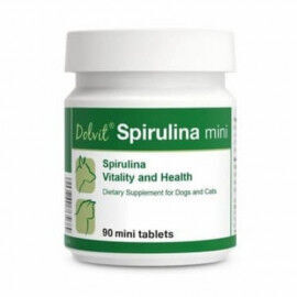 Minerālu papildbarība suņiem un kaķiem Dolfos Dolvit Spirulina mini pievieno vitalitāti 90 tab