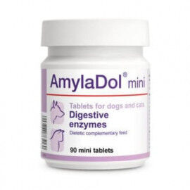 Minerālu papildbarība suņiem un kaķiem Dolfos AmylaDol gremošanas enzīmi 90 mini tab