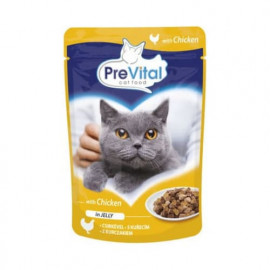 Konservi kaķiem PreVital Pouch for adult cat with Chicken in Jelly, vistas gaļa gaļa želejā 100 g