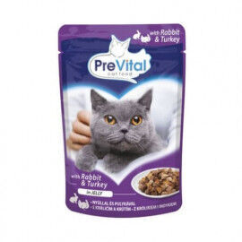 Konservi kaķiem PreVital Pouch for adult cat with turkey and rabbit in Jelly, tītara un truša gaļa želejā 100 g Konservi kaķiem PreVital Pouch for adult cat with turkey and rabbit in Jelly, tītara un truša gaļa želejā 100 g