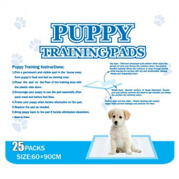 Super absorbējošie antibakteriālie autiņi Puppy Training Pads kucēniem kaķēniem un citiem dzīvniekiem 60x90cm 25gab