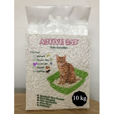 Absorbējošās granulas kaķu pakaišiem Active Cat tofu lavender no dabīgām sojas šķiedrām 10 kg