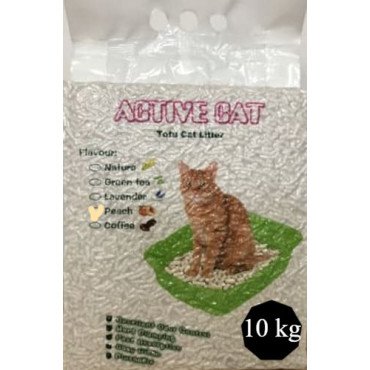 Absorbējošās granulas kaķu pakaišiem Active Cat tofu peach no dabīgām sojas šķiedrām 10 kg