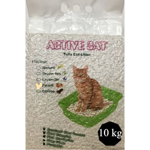 Absorbējošās granulas kaķu pakaišiem Active Cat tofu peach no dabīgām sojas šķiedrām 10 kg
