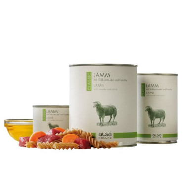Konservi suņiem ALSA NATURE Lamb & Noodle,carrot, ar jēru, nūdelem, burkāniem 800 g