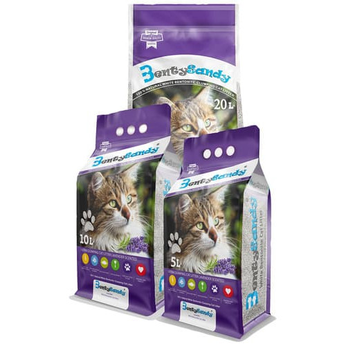 Cementējošās smiltis kaķu tualetei BENTYSANDY lavender 20l