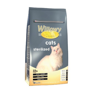 Sausā barība pieaugušiem sterilizētiem kaķiem Willowy GOLD PREMIUM Sterilized ar vistu 10 kg