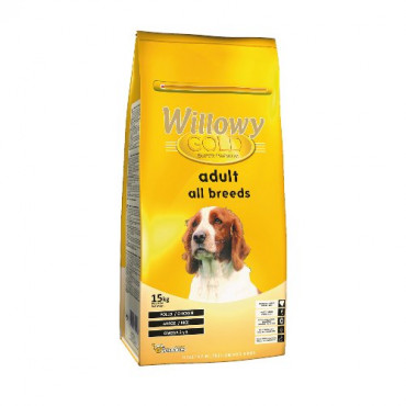 Sausā barība visu šķirņu pieaugušiem suņiem Willowy GOLD PREMIUM  All Breeds ar vistu un rīsiem 15 kg