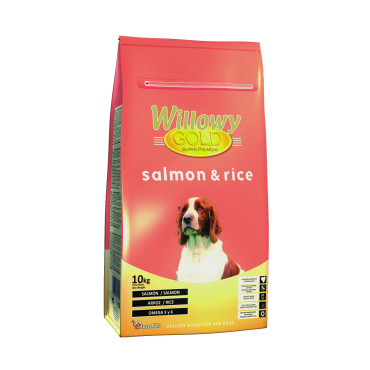 Sausā barība pieaugušiem suņiem Willowy GOLD PREMIUM Salmon & Rice ar lasi un rīsiem 10 kg