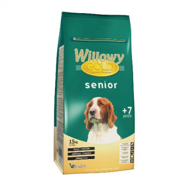 Sausā barība senioru suņiem Willowy GOLD PREMIUM Senior ar vistu un graudaugiem 15 kg