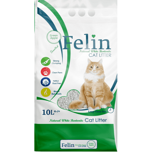 Cementējošās smiltis kaķu tualetei FELIN green apple 10l