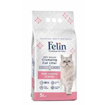 Cementējošās smiltis kaķu tualetei FELIN baby powder 5l
