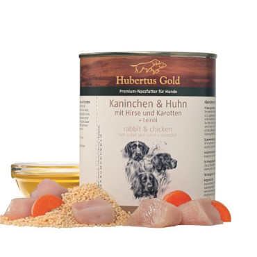 Konservi suņiem Hubertus Gold Rabbit & Chicken ar trušiem un vistu 800 g