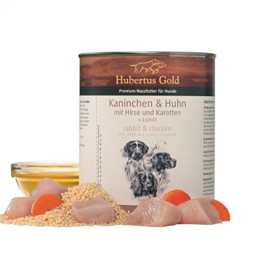 Konservi suņiem Hubertus Gold Rabbit & Chicken ar trušiem un vistu 800 g