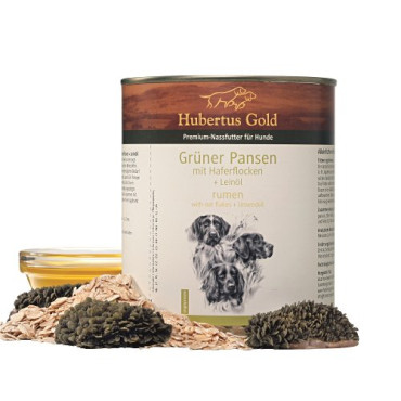 Konservi suņiem Hubertus Gold Rumen & Oat flakes no liellopa gaļas un kviešu dīgļiem 800 g