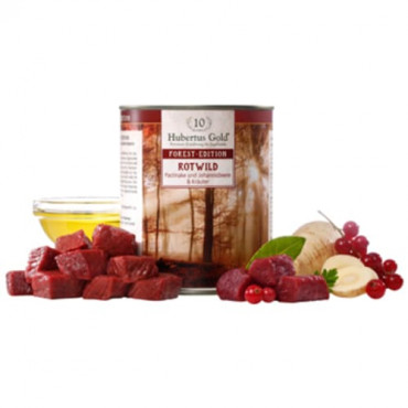 Konservi suņiem Hubertus Gold Forest Edition Red Deer -  ar brieža gaļu, pastinakiem, jāņogām 800 g