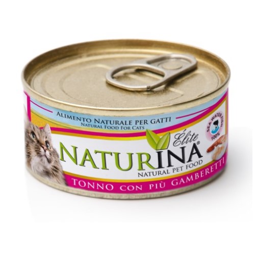 NATURINA ELITE - konservi kaķiem tuncis ar garnelēm 70 g.