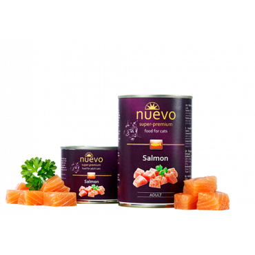 Konservi kaķiem nuevo Adult Chicken & Salmon Oil ar vistas un laša eļļu 400 g