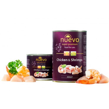 Konservi kaķiem nuevo Adult Chicken & Shrimps ar vistu un garnelēm 400 g