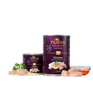 Konservi kaķēniem nuevo Kitten Chicken and Salmon oil ar vistas gaļu un laša eļļu 200 g