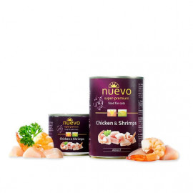 Konservi kaķiem nuevo Adult Chicken & Shrimps ar vistu un garnelēm 400 g Konservi kaķiem nuevo Adult Chicken & Shrimps ar vistu un garnelēm 400 g